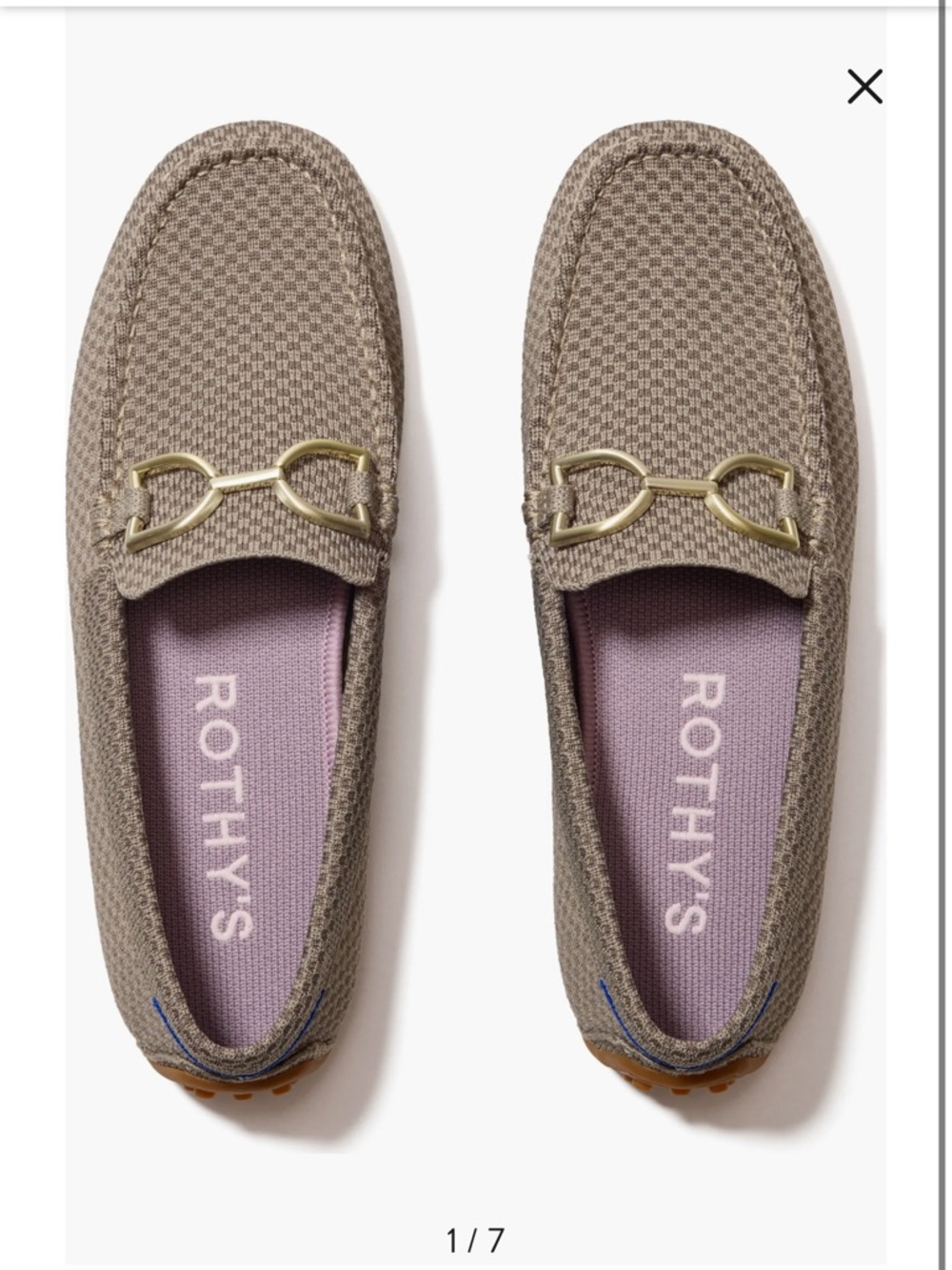 Rothy's Taupe Knit Loafers with Gold Bit Accent